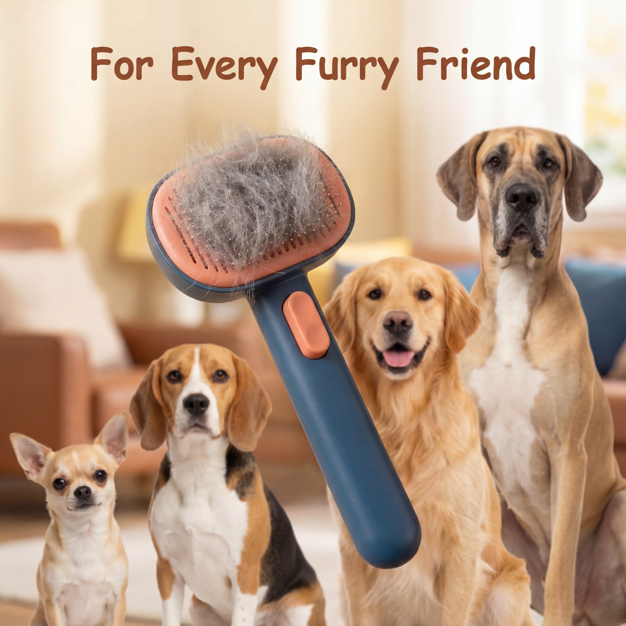 Dog Brush Self Cleaning Slicker Deshedding Metal Pins