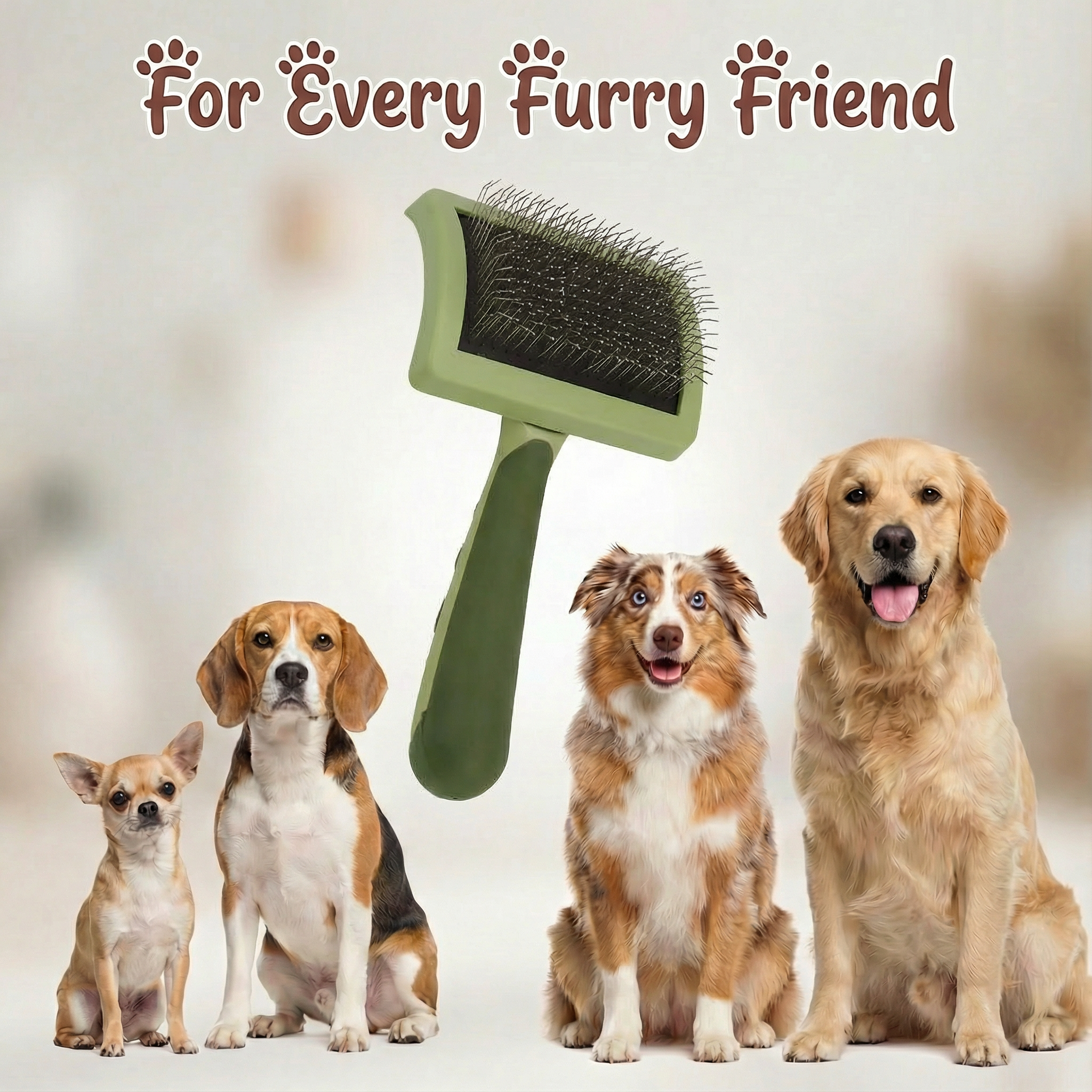 Dog Brush Dog Slicker Curved Coated Tips Long Hair Firm Stainless Steel