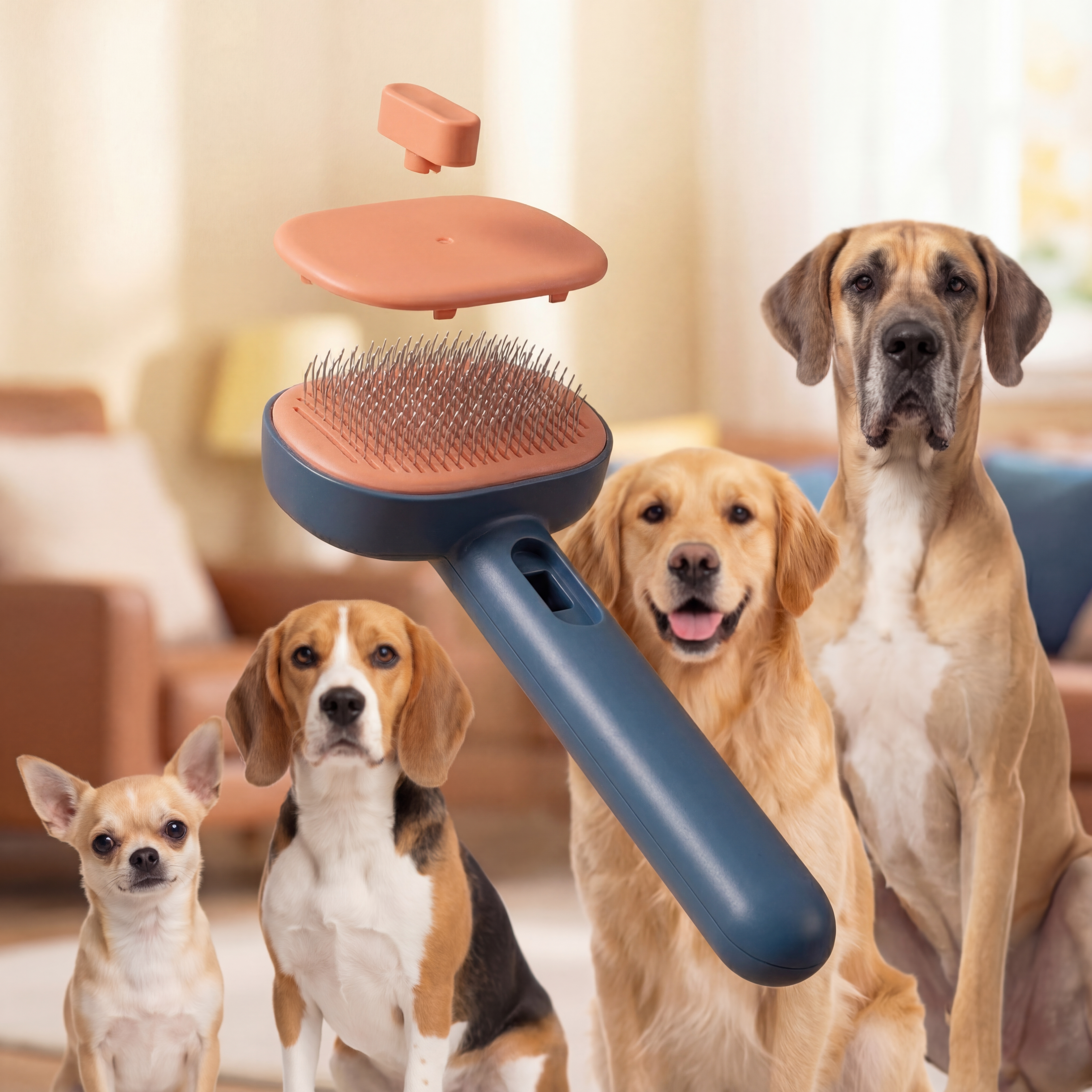 Dog Brush Self Cleaning Slicker Deshedding Metal Pins