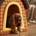 Dog Crate Cat Foldable Plush Cave Bed Warm Cozy Indoor Shelter