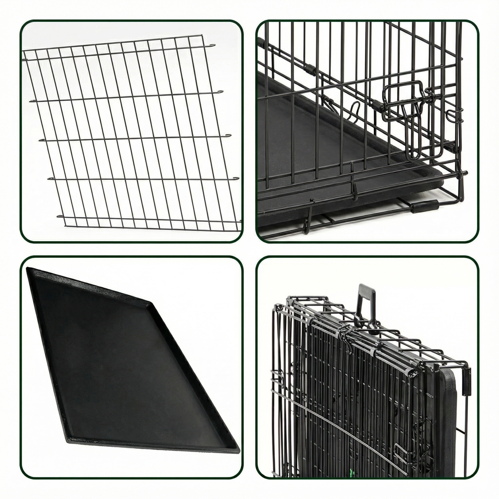 Dog Crate Dog Double Door Folding Wire Metal Indoor Training Kennel