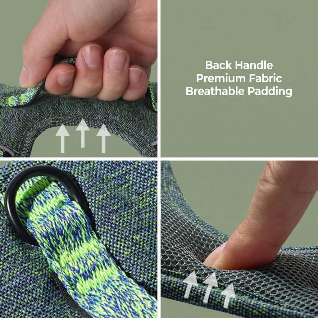 Dog Harness Dog No-Pull Adjustable Fabric Reflective Leash Attachment