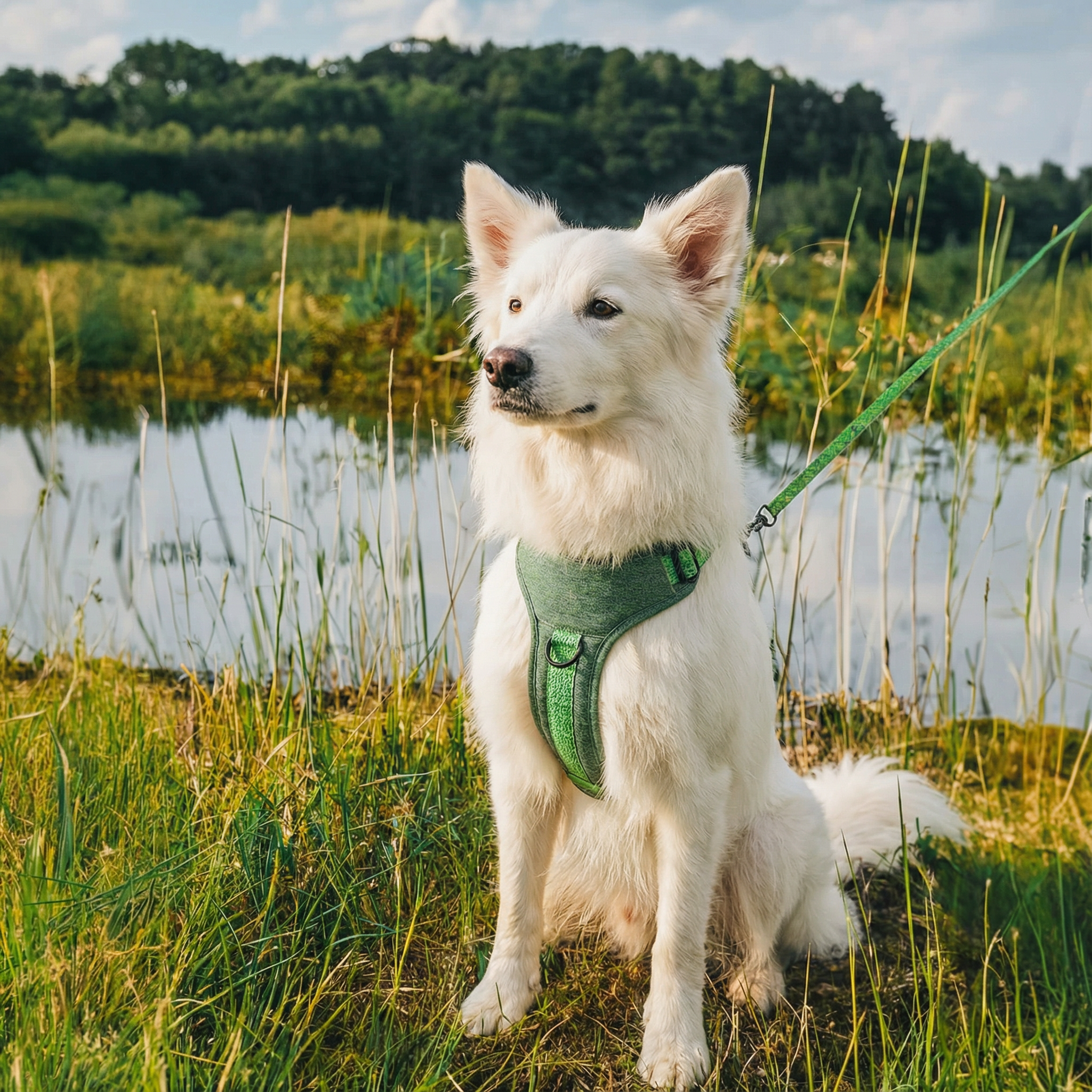 Dog Harness Dog No-Pull Adjustable Fabric Reflective Leash Attachment