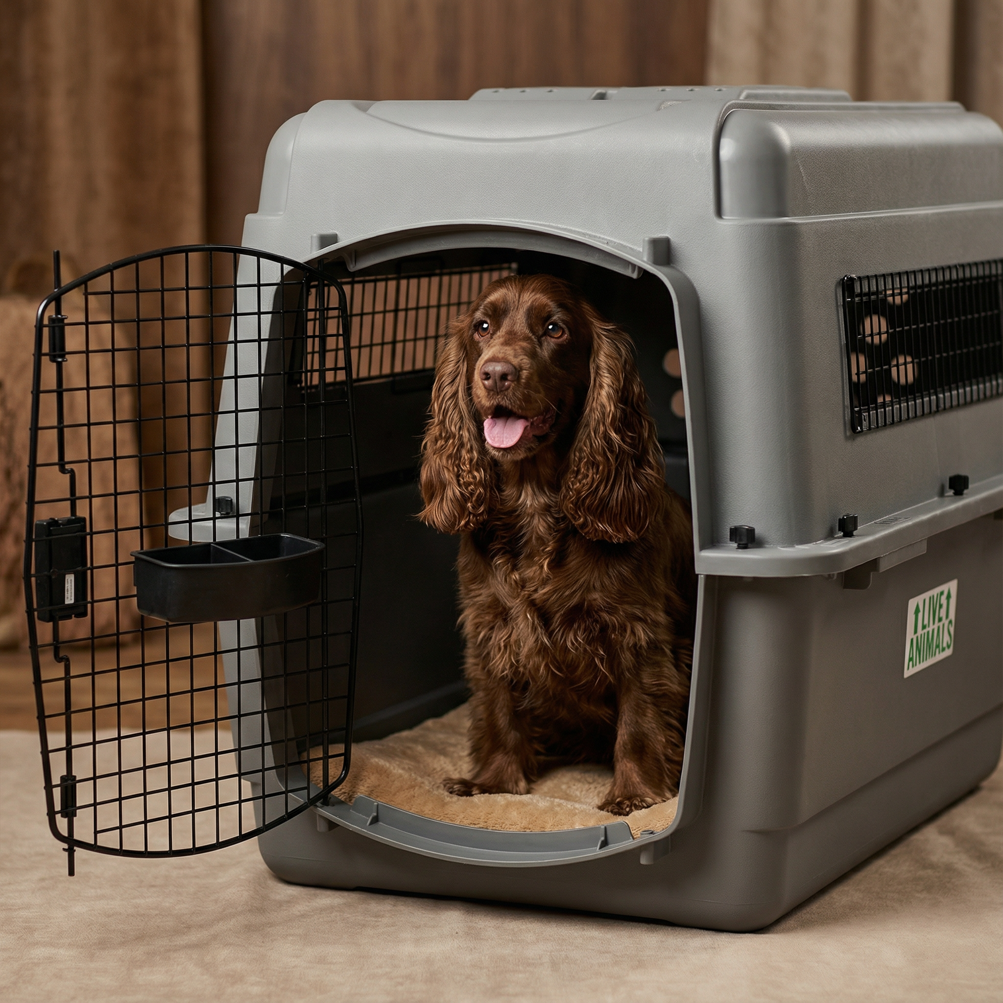 Dog Crate Dog Airline Kennel Hard-Sided Travel Carrier Ventilated Secure Door