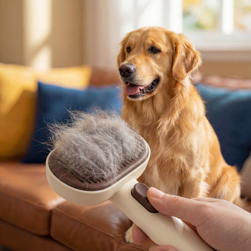 Dog Brush Self Cleaning Slicker Deshedding Metal Pins