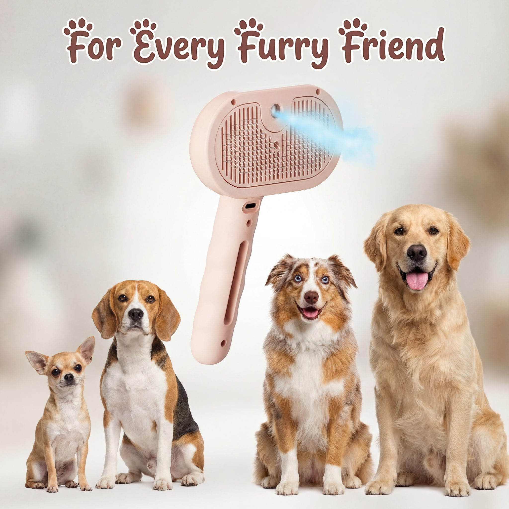 Dog Brush Dog Cat Steam Self Cleaning Deshedding Grooming Spray