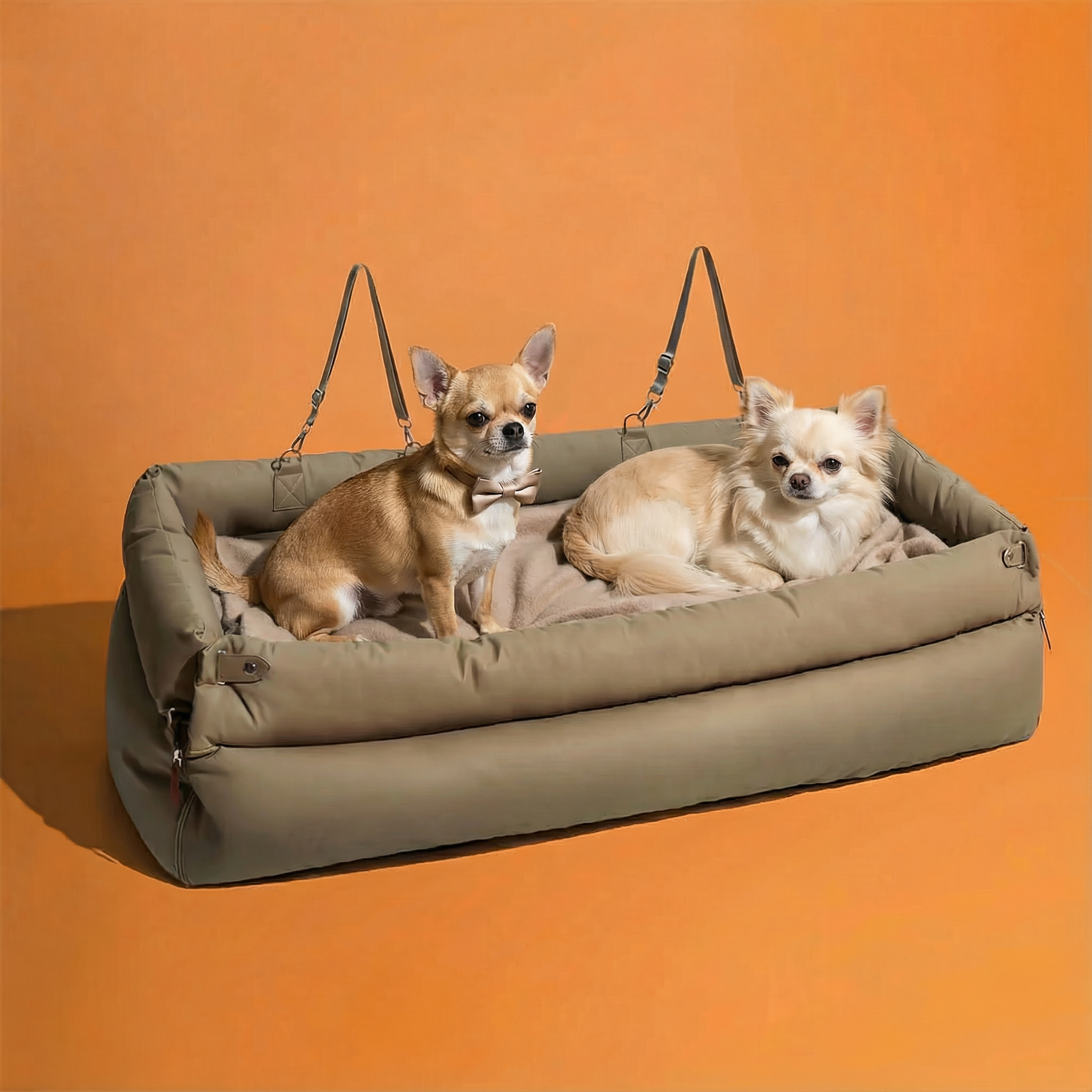 Dog Car Seat Dog Booster Bed Faux Leather Waterproof Non Slip Travel