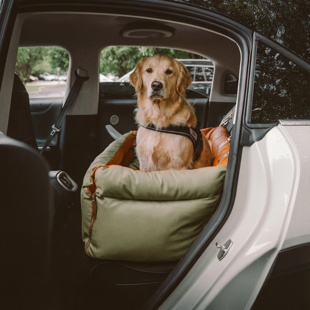 Dog Car Seat Dog Booster Bed Faux Leather Waterproof Non Slip Travel